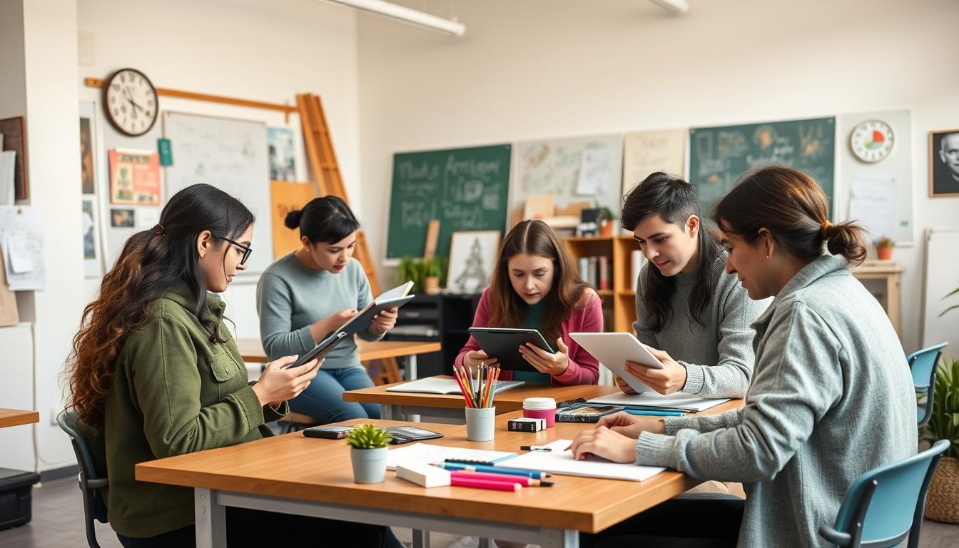 Student using learning strategies while studying